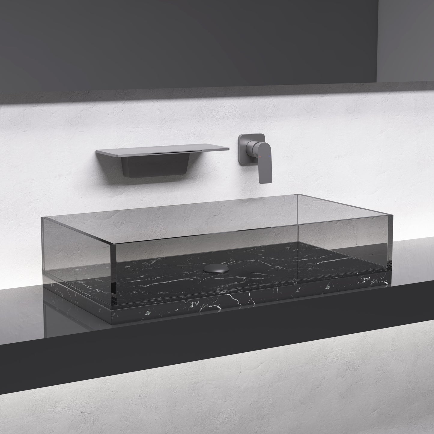 Gunmetal Waterfall Bathroom Sink Faucet