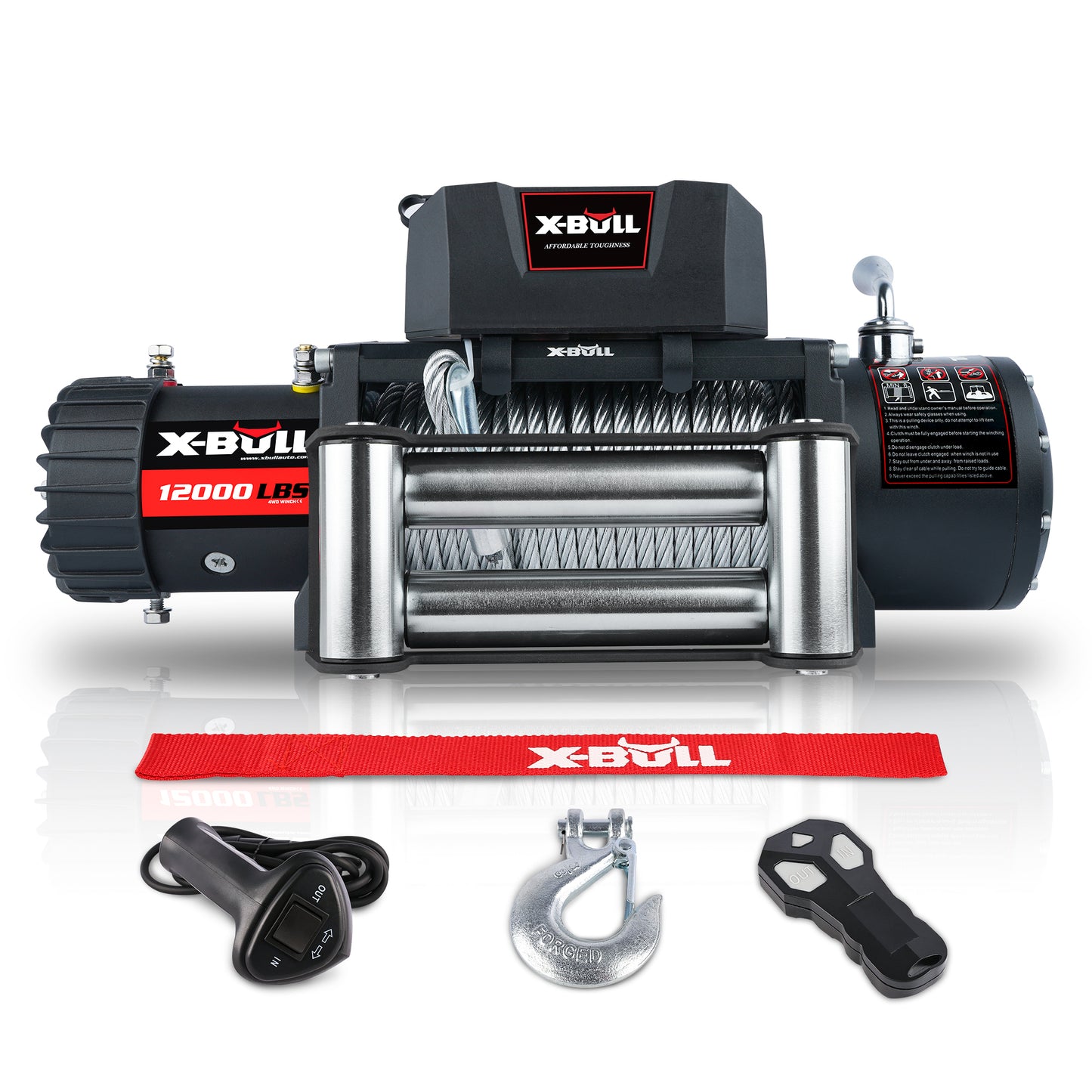 X-BULL 12000 LBS Electric Winch with Wireless Remote Control and Steel Cable