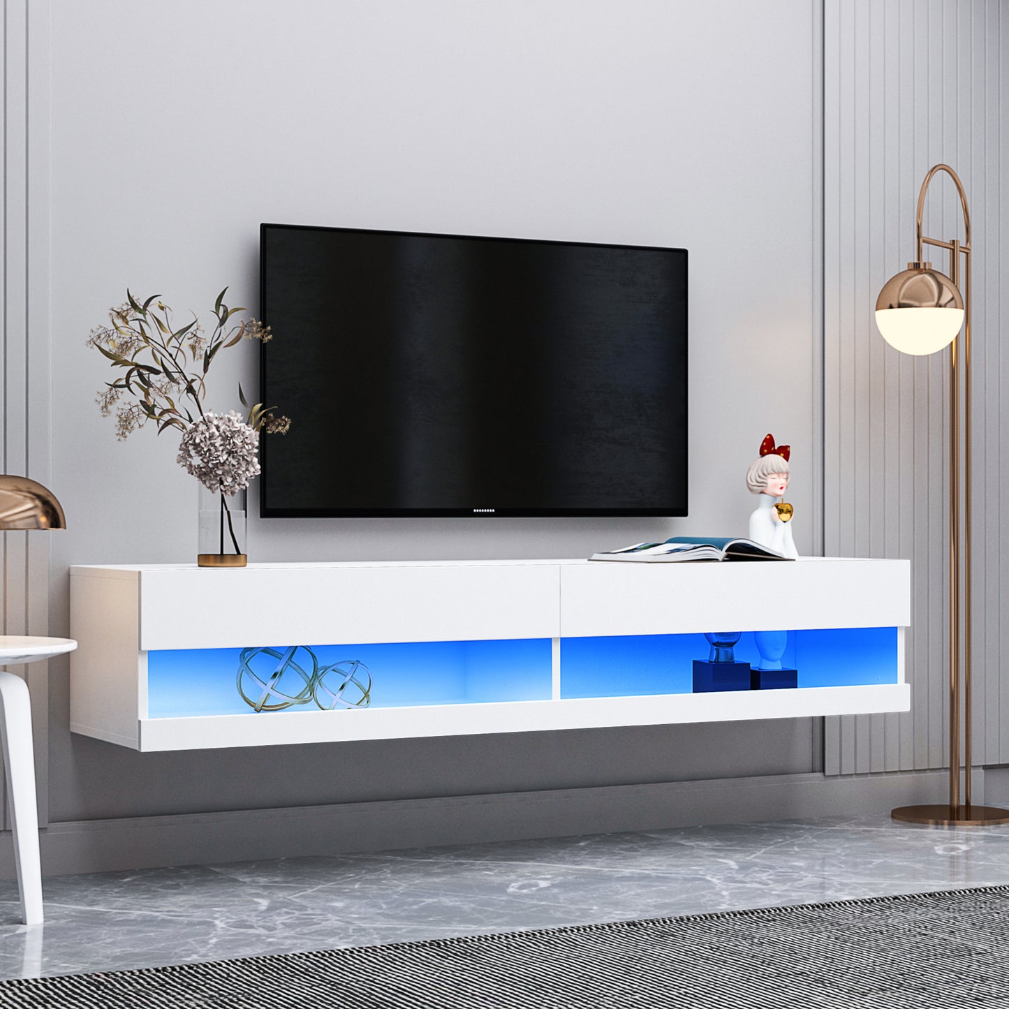 180 White LED Wall Mounted TV Stand with 20 Color Options