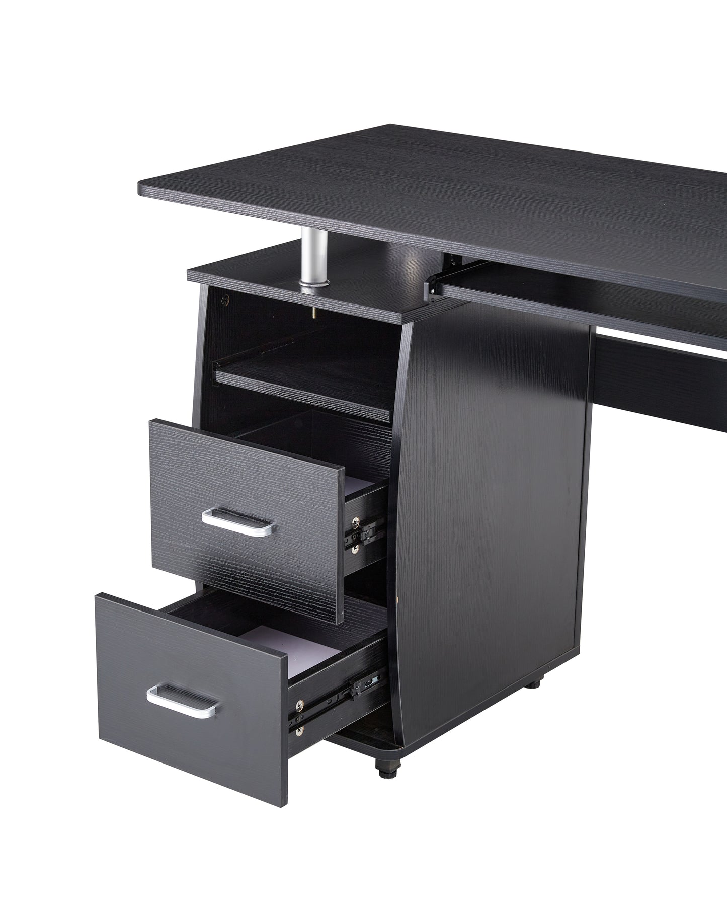 Sleek Black Solid Wood Computer Desk with Storage Shelves and Planting Shelf - 47.24''L x 21.65''W x 34.35''H