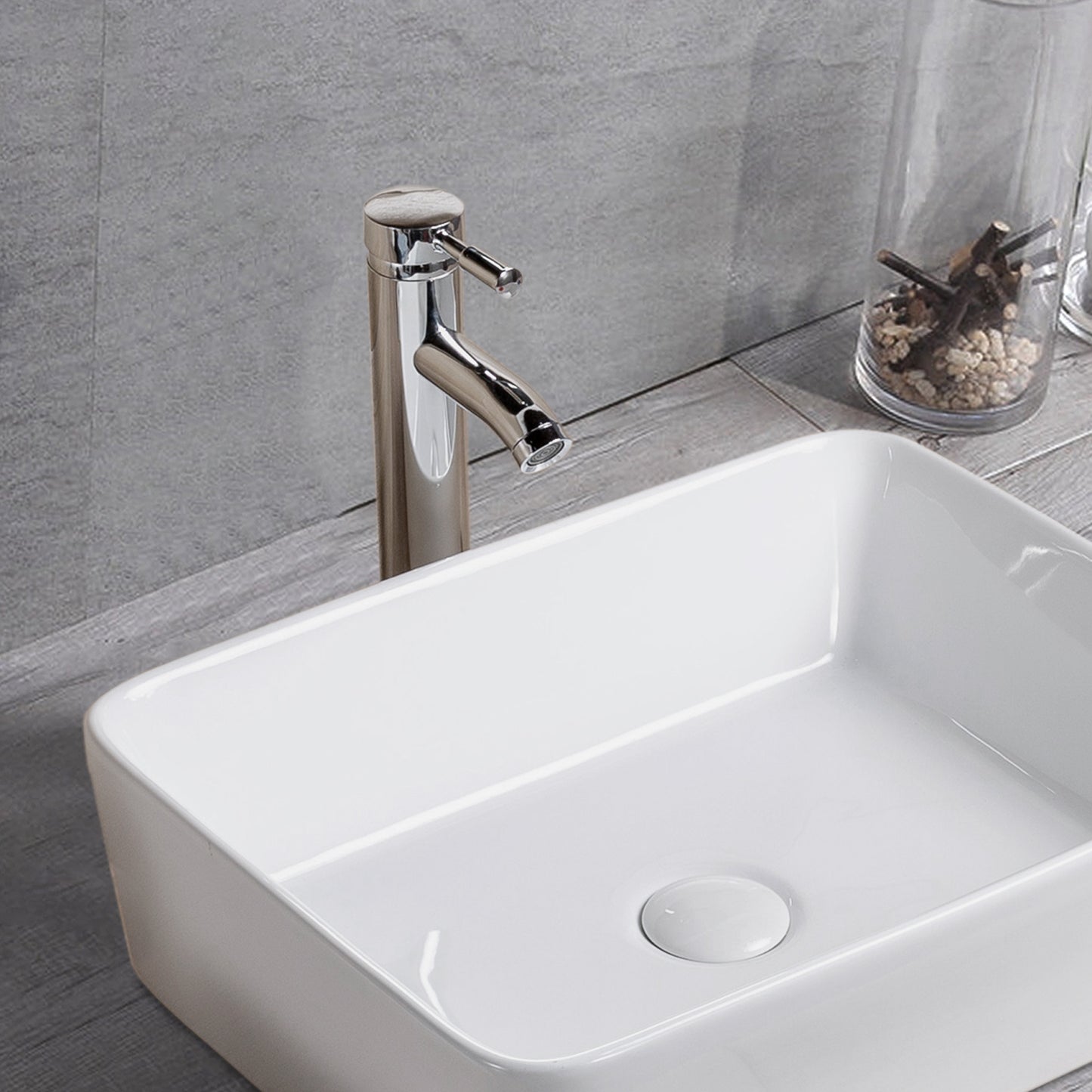 Vessel Bathroom Sink Basin in White Ceramic