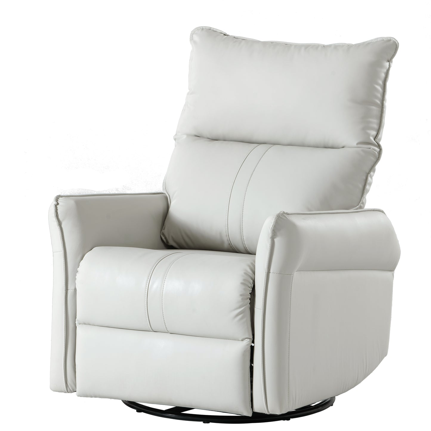 Light Gray Swivel Rocking Recliner Chair with Side Pockets