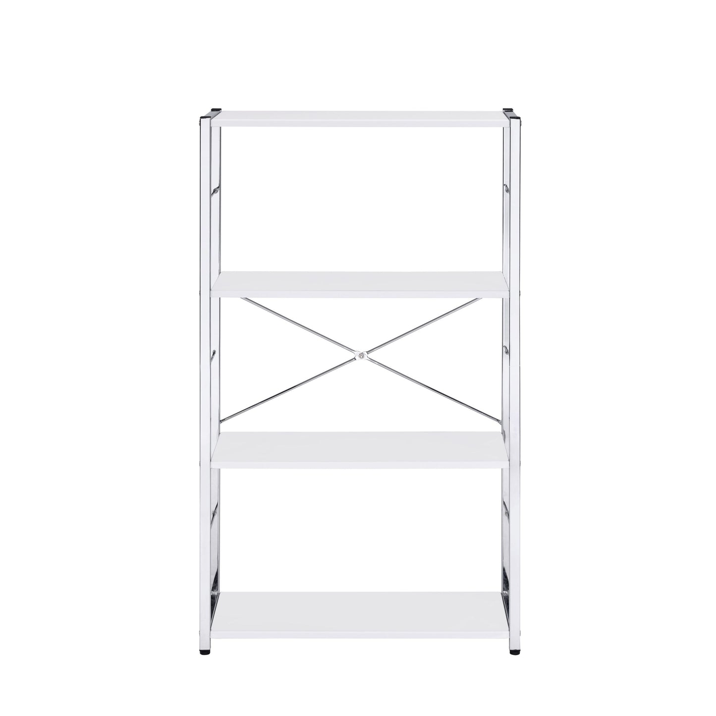 Tennos Bookshelf, White & Chrome Finish 93192