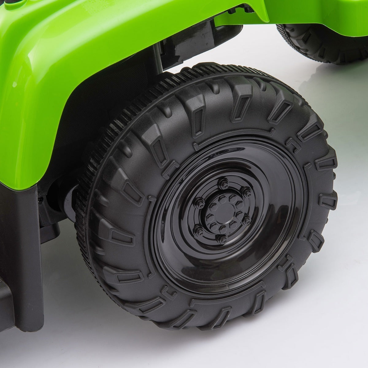 12V Kids Ride-On Tractor with Trailer and Music, Light Green Electric Car for 3-6 Year Olds