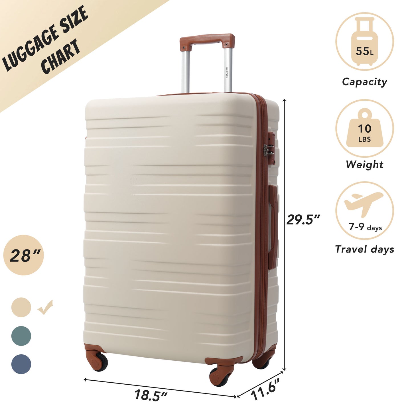 Luggage with TSA Lock Spinner Wheels Hardside Expandable Luggage Travel Suitcase Carry on Luggage ABS 28"