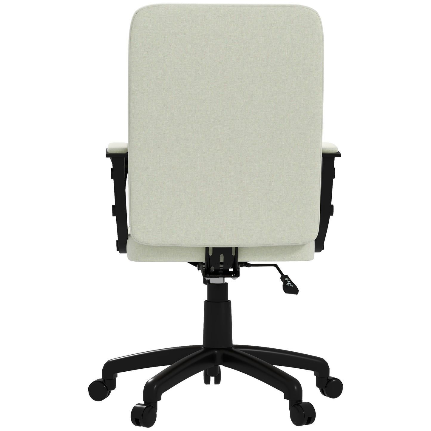 Vinsetto Fabric Office Chair, Computer Desk Chair, Swivel Task Chair with Arms, Adjustable Height, Swivel Wheels, Mid Back, Cream White