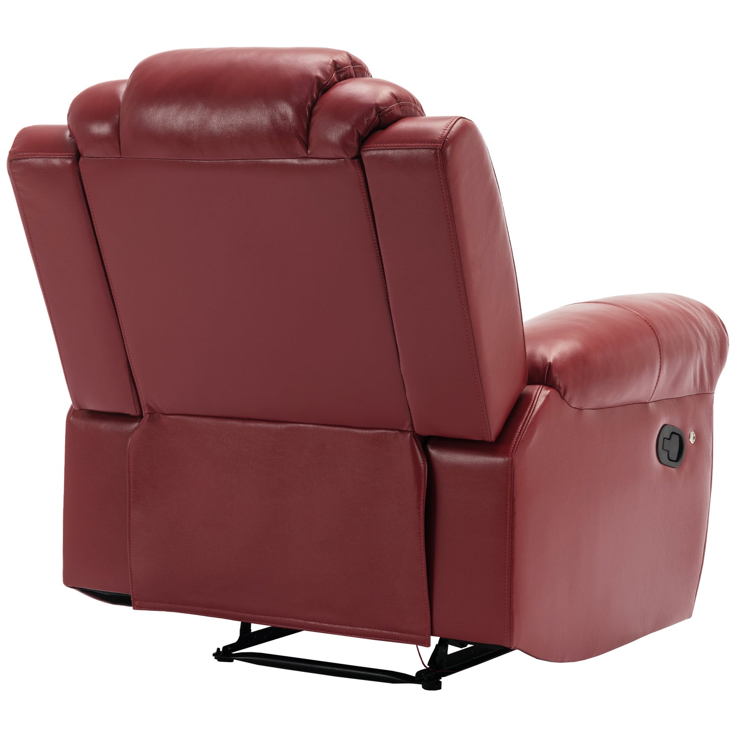 Luxurious LED-Lit Red Leather Manual Recliner Chair for Home Theater