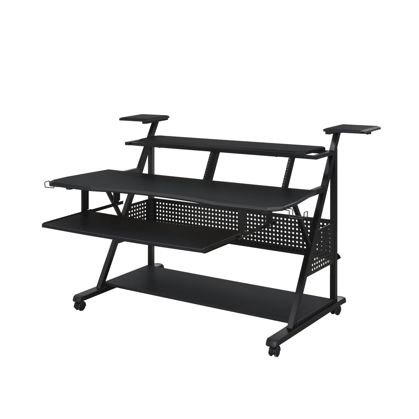 Willow Music Desk with Black Finish and Speaker Shelves - Ideal Musician's Workstation