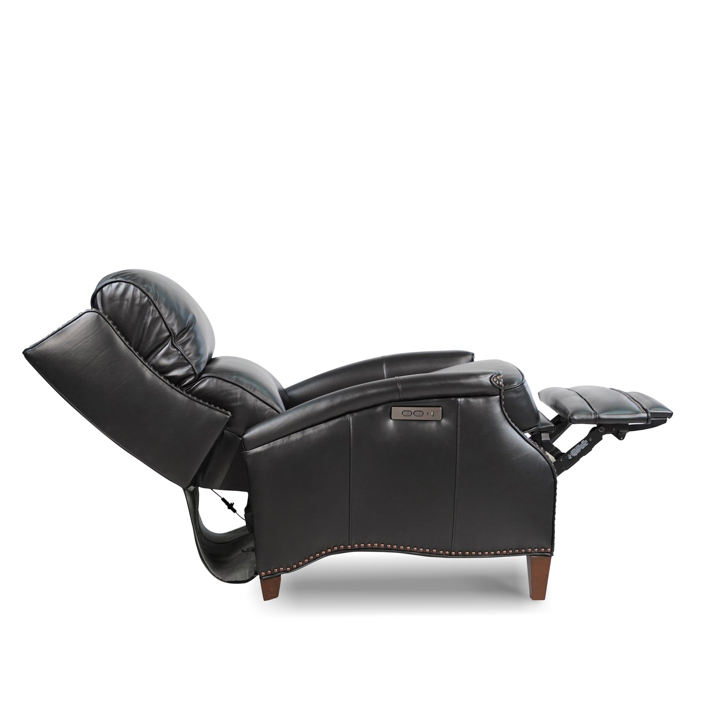 Elegant Genuine Leather Power Recliner with Adjustable Headrest, Removable Cushion, and Extendable Footboard