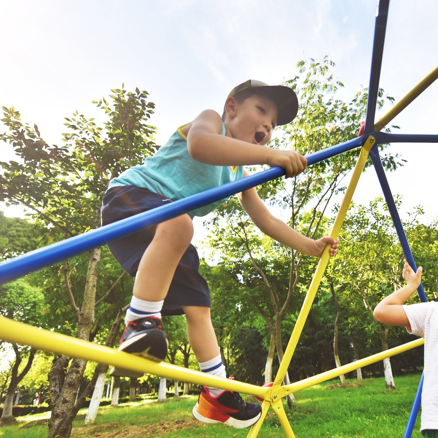 Children's Geometric Jungle Gym Dome Climber - 10 ft Playground Climbing Frame with Rust & UV Resistant Steel, Supports 1000 LBS