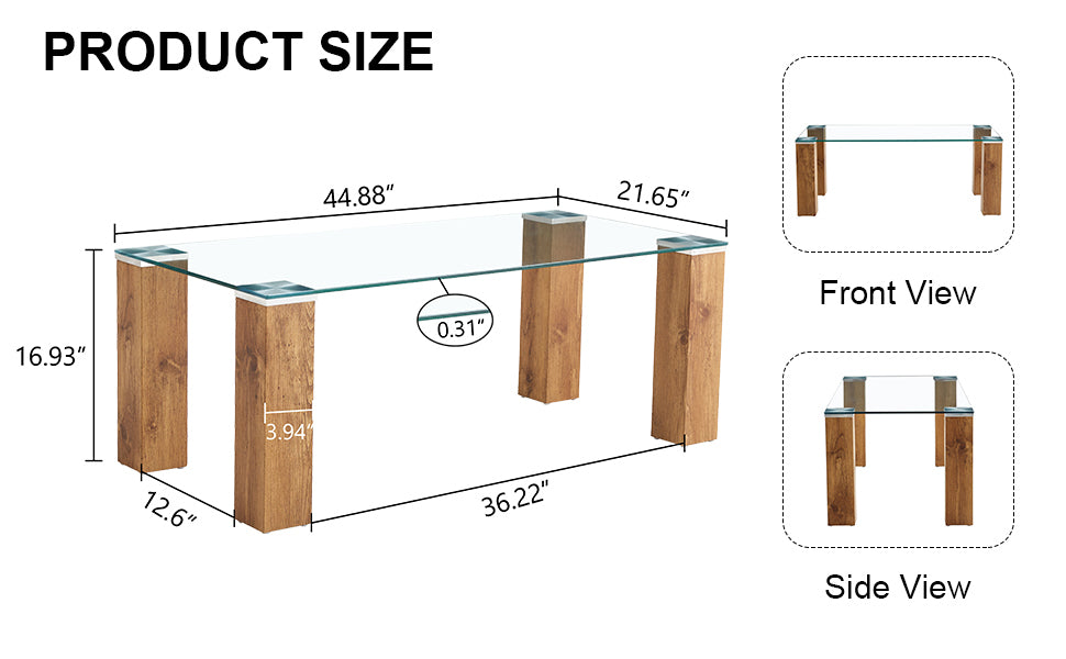 Elegant Glass Coffee Table with Durable MDF Legs - Stylish Combination of Sophistication and Strength