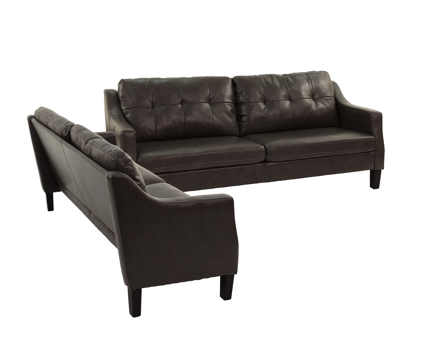 SOFA SET - 2PC SET in Black Faux Leather