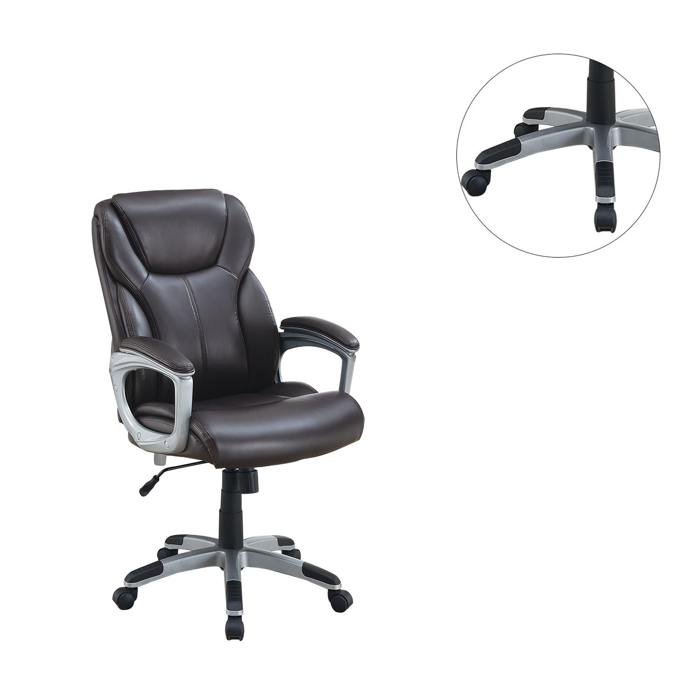 Adjustable Height Office Chair with PU Leather, Brown