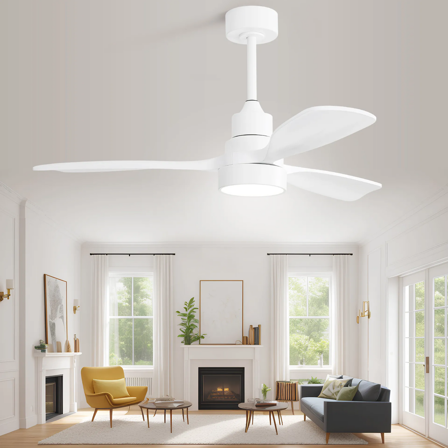 Wood Ceiling Fan with Dimmable Light and Powerful Air Movement