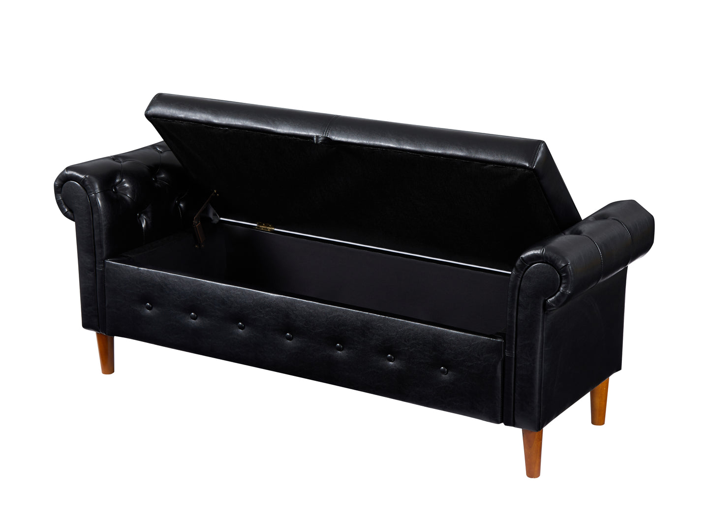 Black Multifunctional Storage Rectangular Sofa Stool