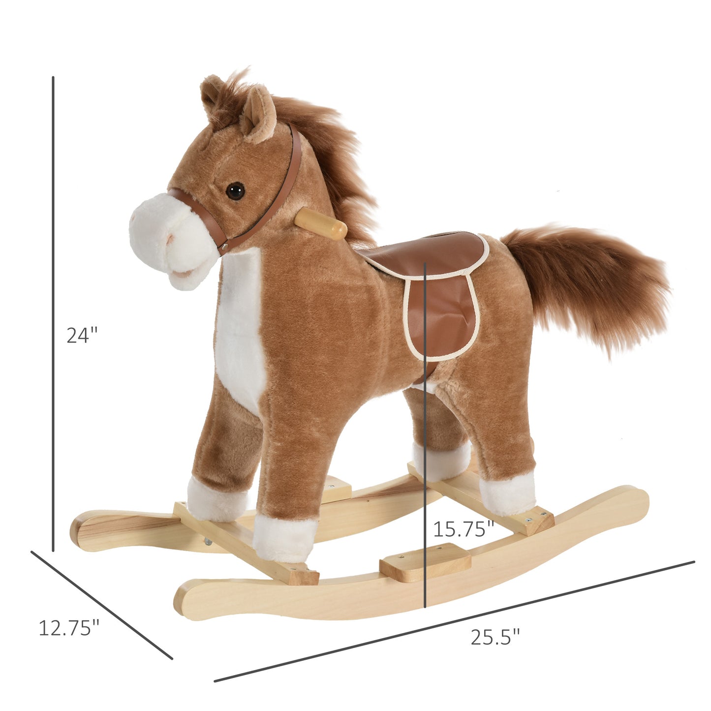 Brown Plush Interactive Rocking Horse for Babies with Sound and Motion