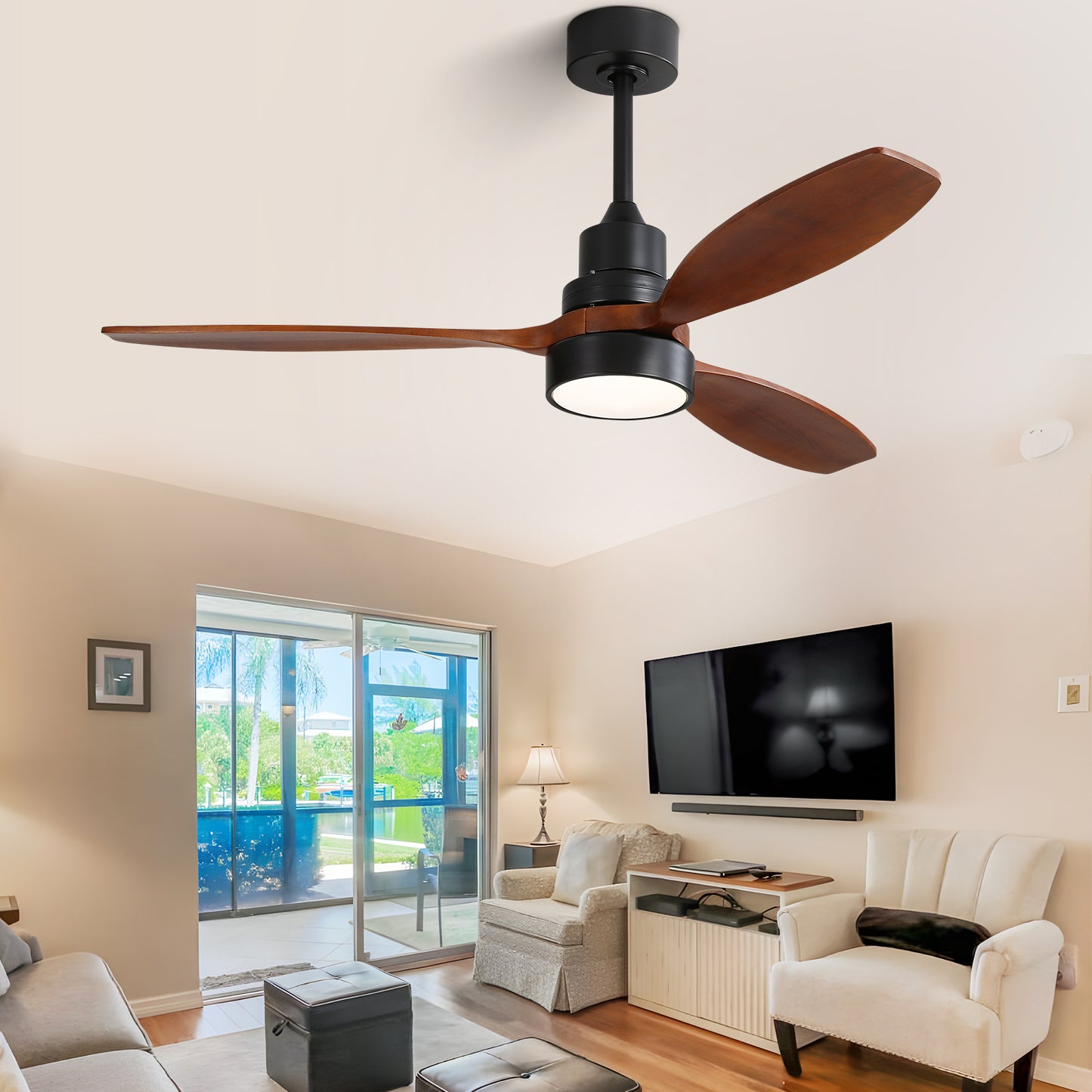 52 Modern Wooden Ceiling Fan with Remote Control and Reversible Airflow