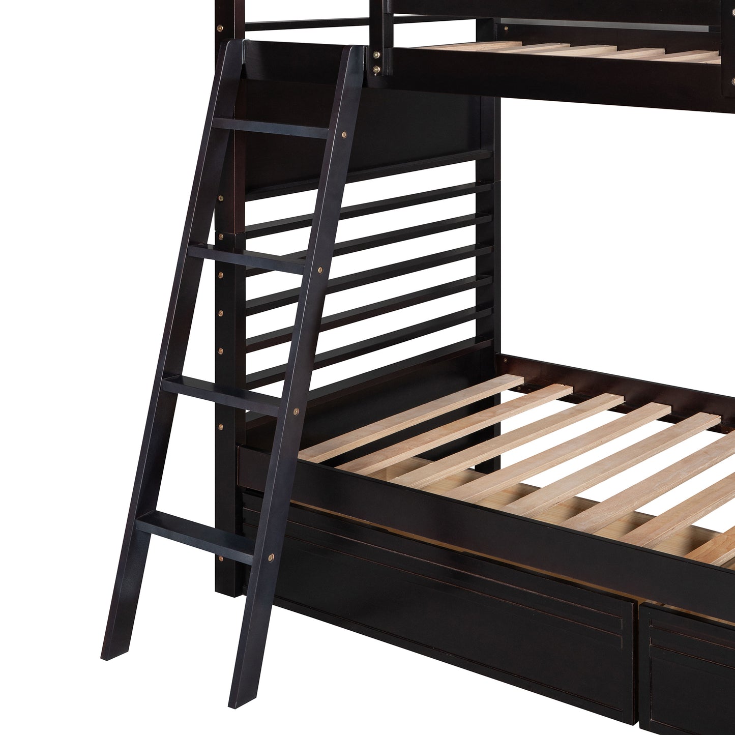 Espresso Twin Bunk Bed with Storage Drawers for Space Optimization