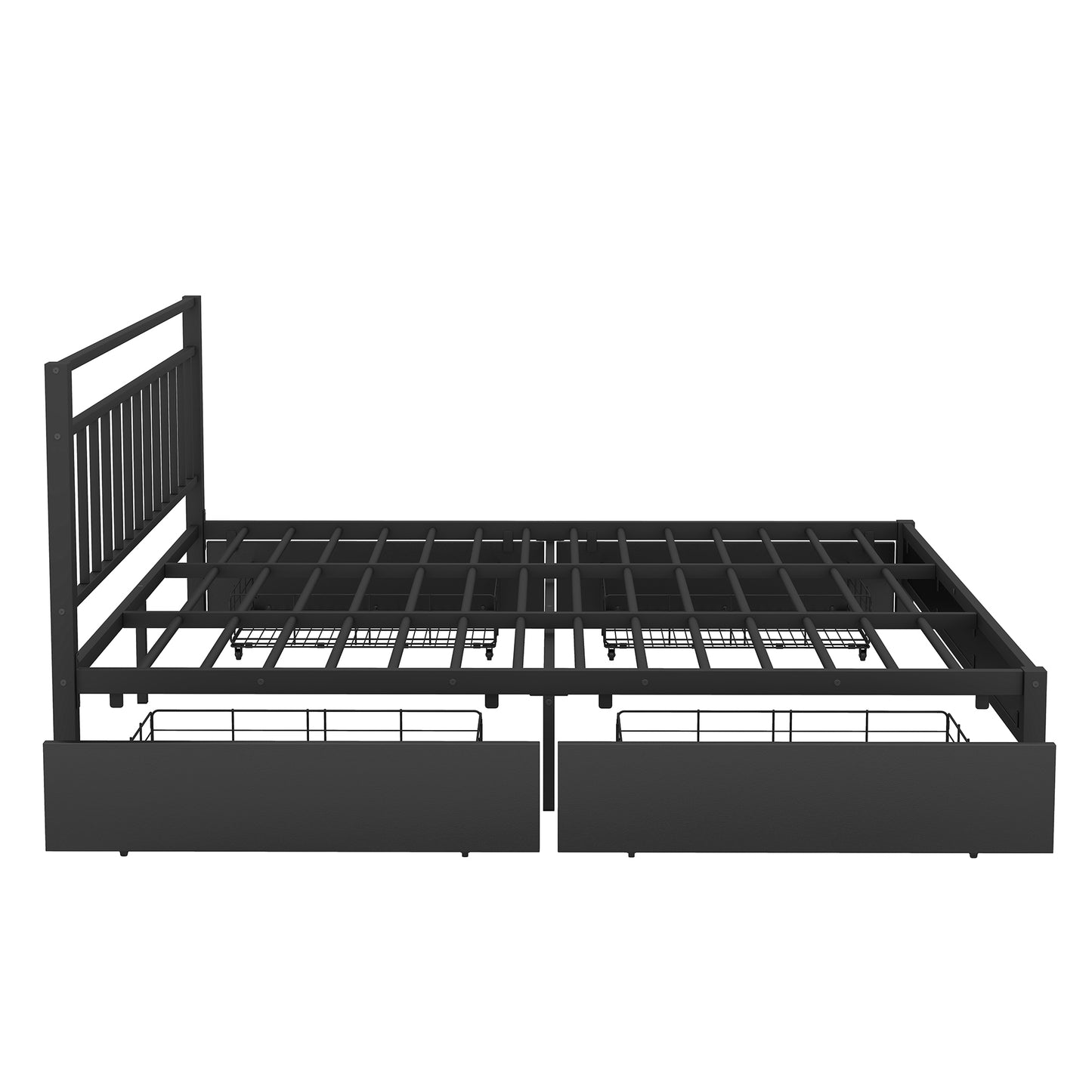 King Size Storage Platform Bed with 4 Drawers, Black