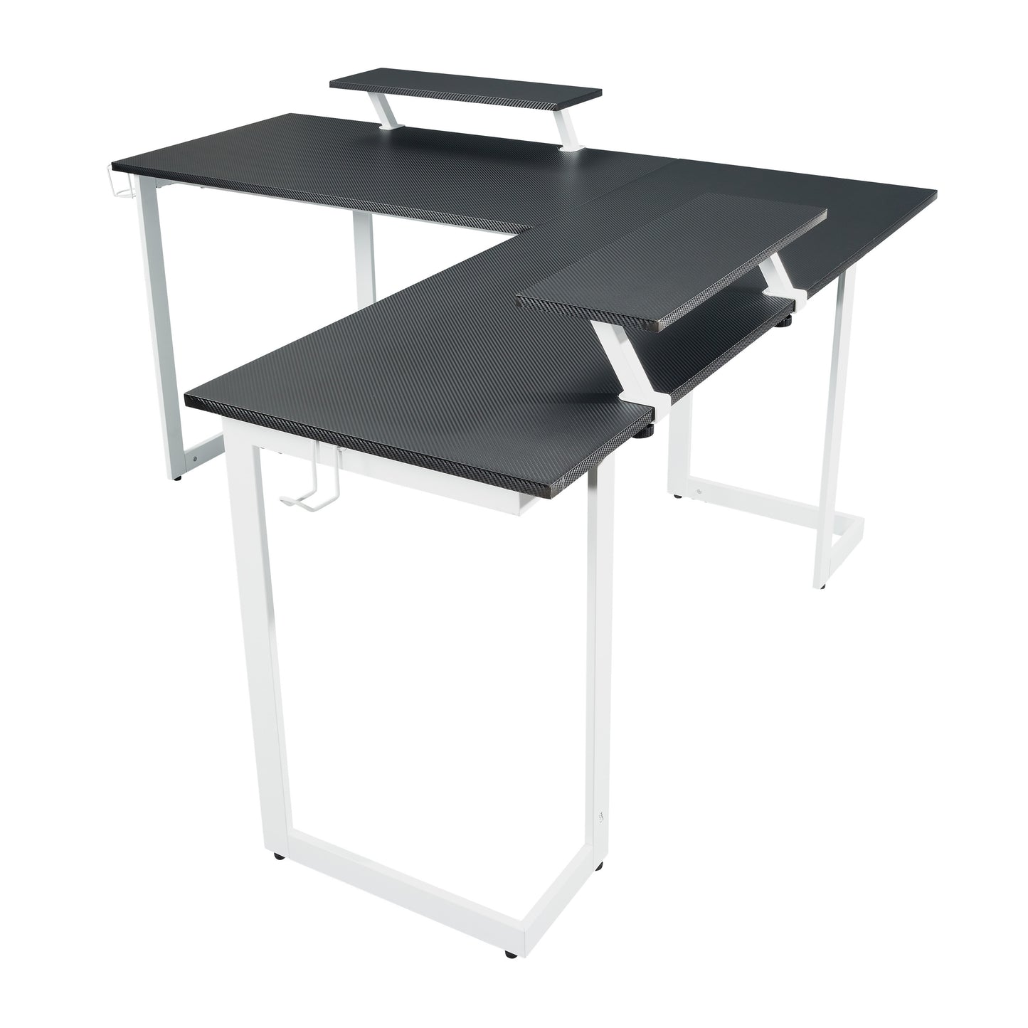 Techni Sport Warrior White L-Shaped Gaming Desk with Storage