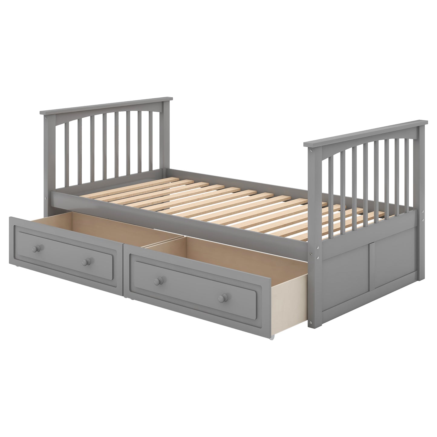 Convertible Gray Twin Bunk Bed with Storage Drawers