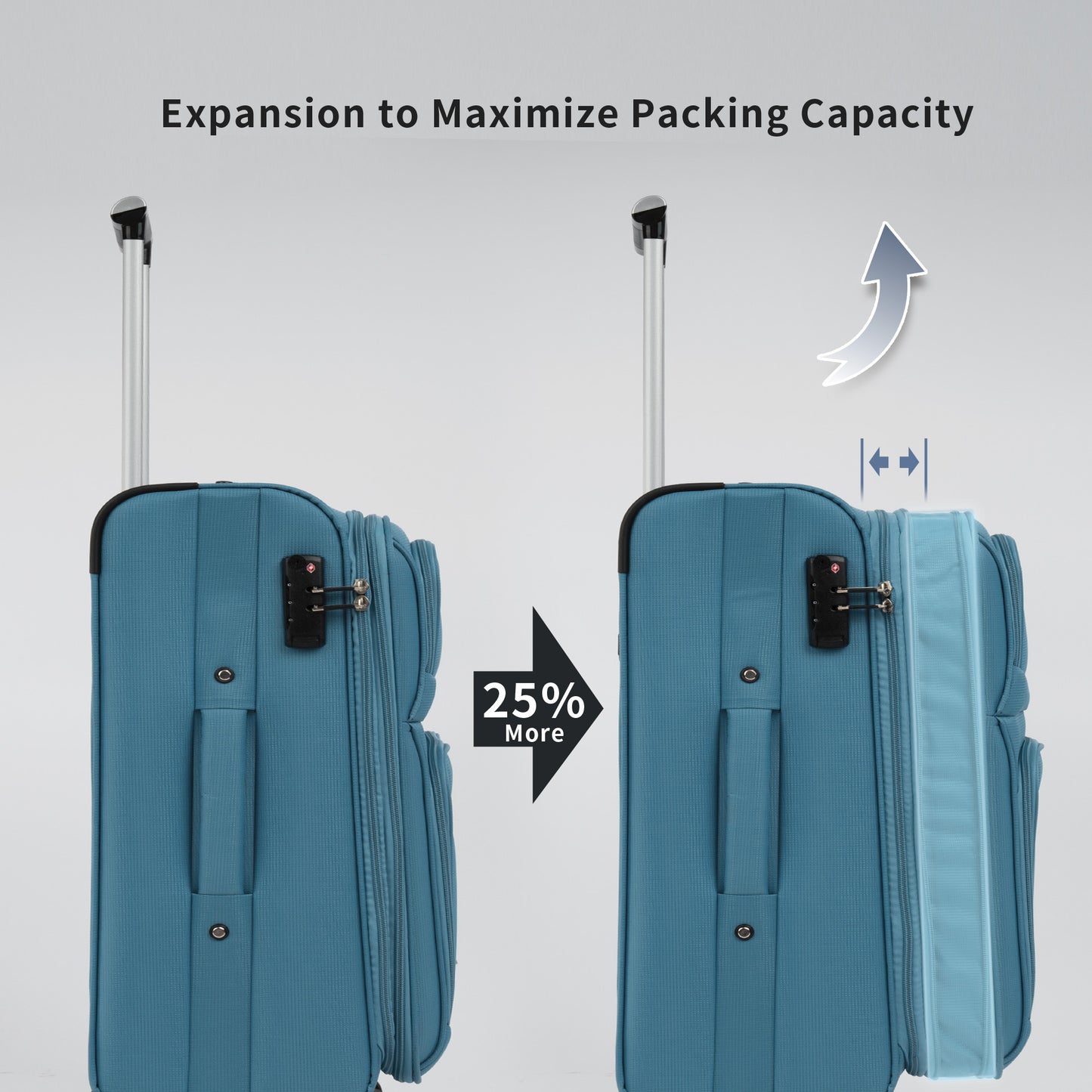 Softside Luggage Expandable 3 Piece Set Suitcase Upright Spinner Softshell Lightweight Luggage Travel Set