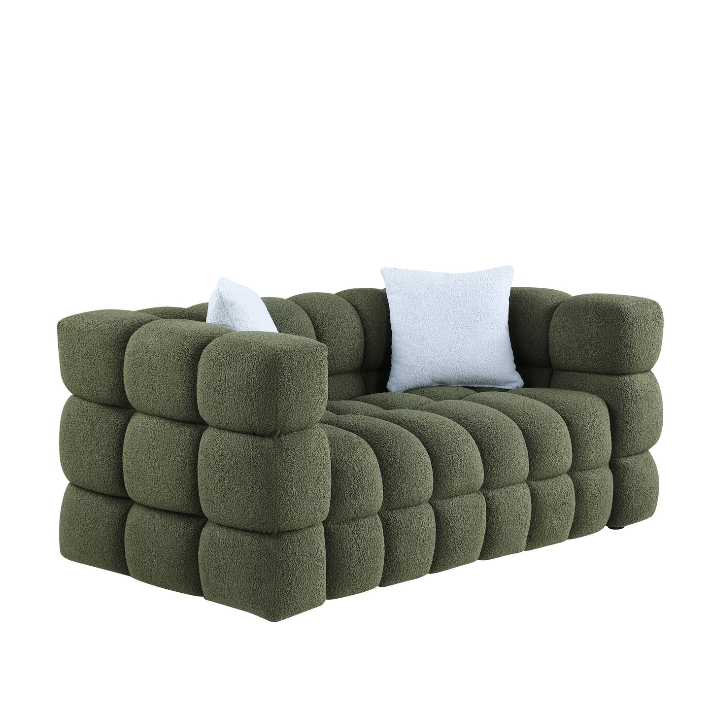 Olive Green Boucle 2-Seater Sofa