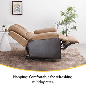 Corduroy + PU material thickened with side pockets armrests ergonomic power sofa chair with 8-point massage heating function