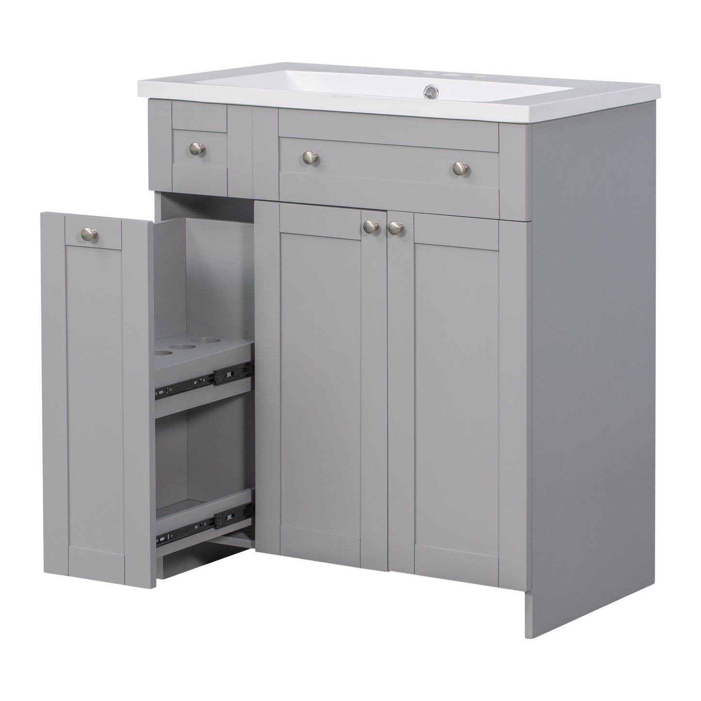 30" Bathroom vanity with Single Sink in grey,Combo Cabinet Undermount Sink,Bathroom Storage Cabinet