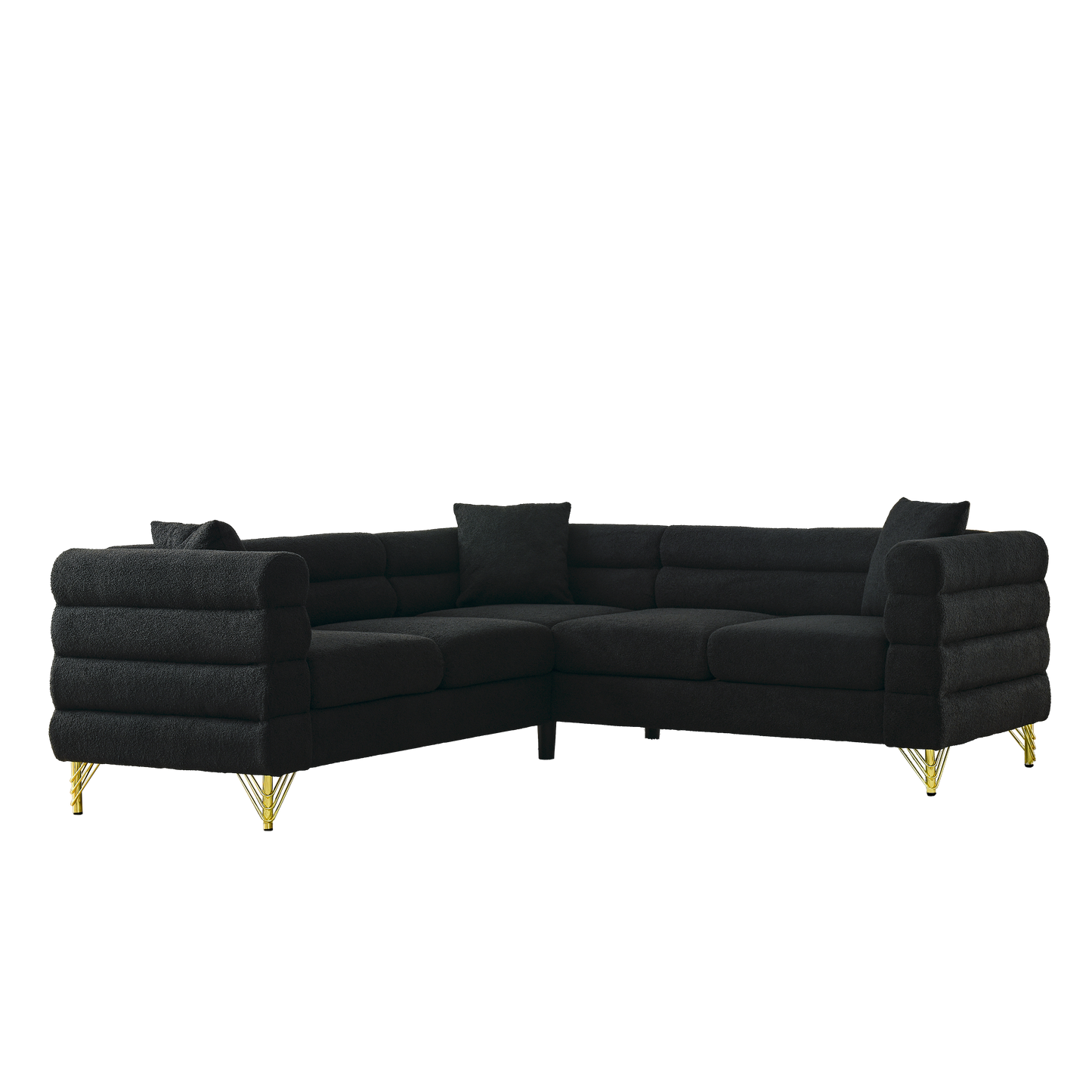 81.5-Inch Streamline Modern Corner Sofa with Metallic Luster Legs and Durable Construction