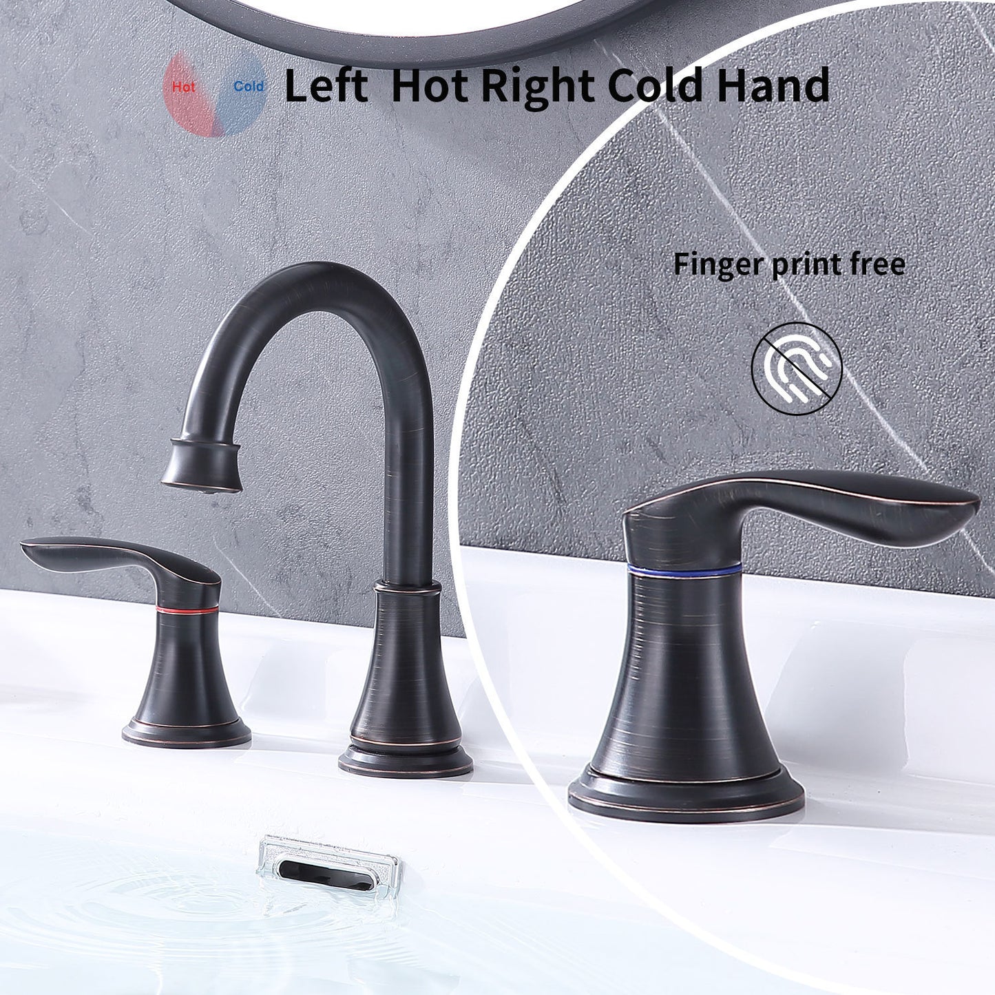 Oil-Rubbed Bronze 2-Handle 8 inch Widespread Bathroom Sink Faucet with Pop Up Drain Assembly and cUPC Water Supply Hoses