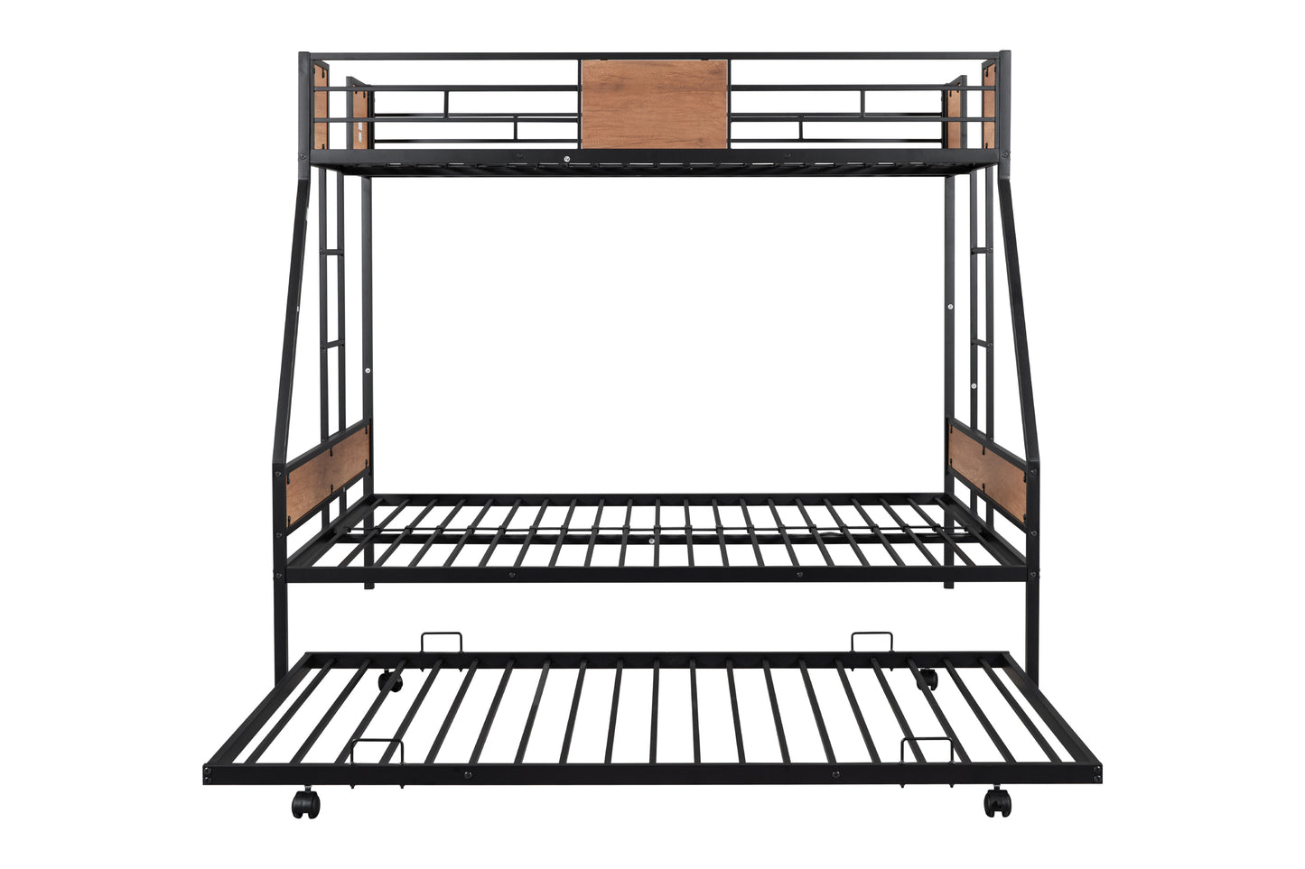 Metal Triple Sleeper Bunk Bed with Trundle and Soundproof Design and Safety Features