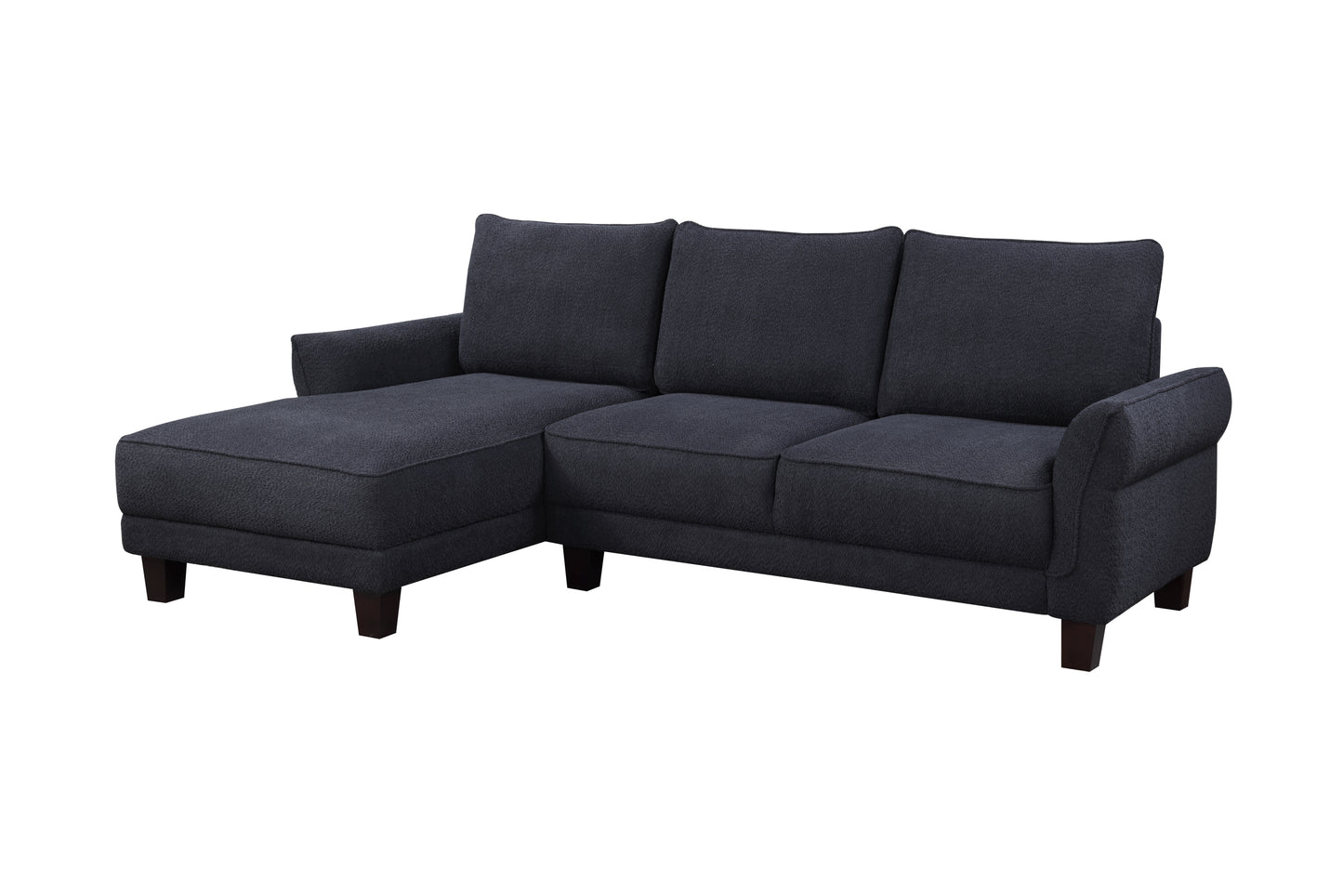 Sophisticated Black Sherpa Sectional Sofa with Left-Facing Chaise