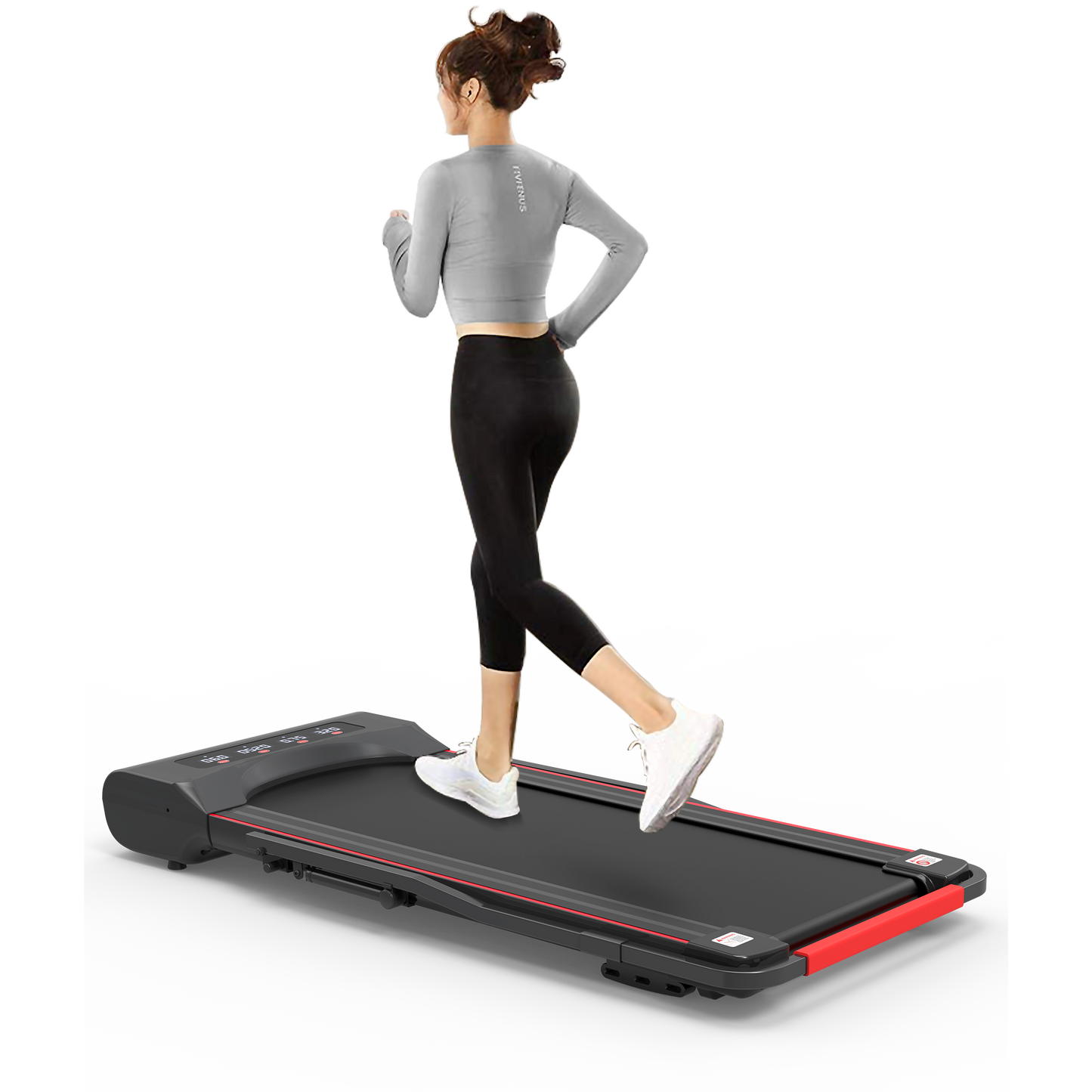 Under Desk Walking Pad Treadmill Foldable with Handlebar Remote Controll, 300 LB Capacity