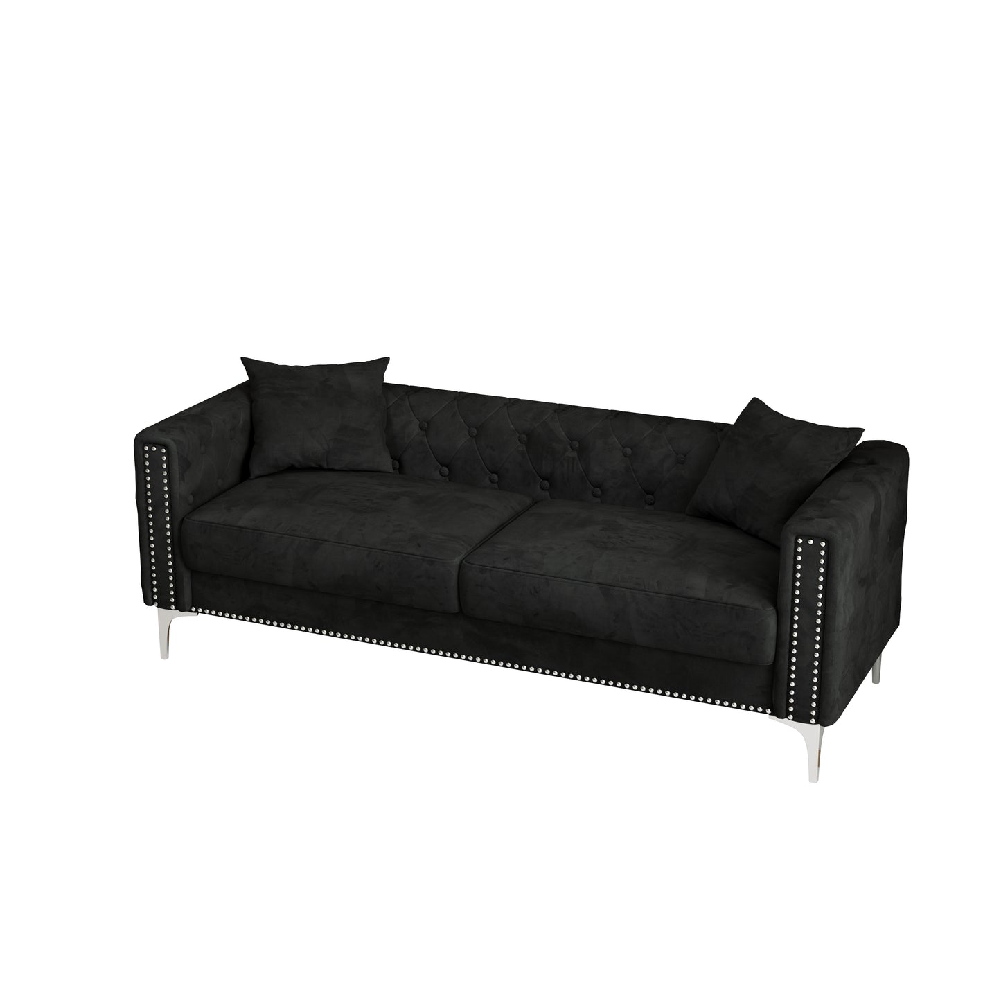 Sofa includes 2 pillows, 83 "black velvet triple sofa, suitable for large and small Spaces