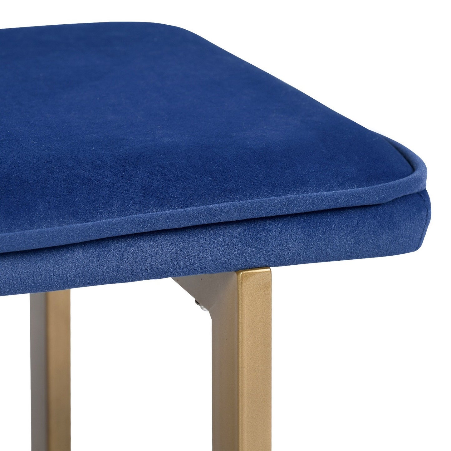 Set of 1 Upholstered Velvet Bench 44.5" W x 15" D x 18.5" H,Golden Powder Coating Legs  - BLUE