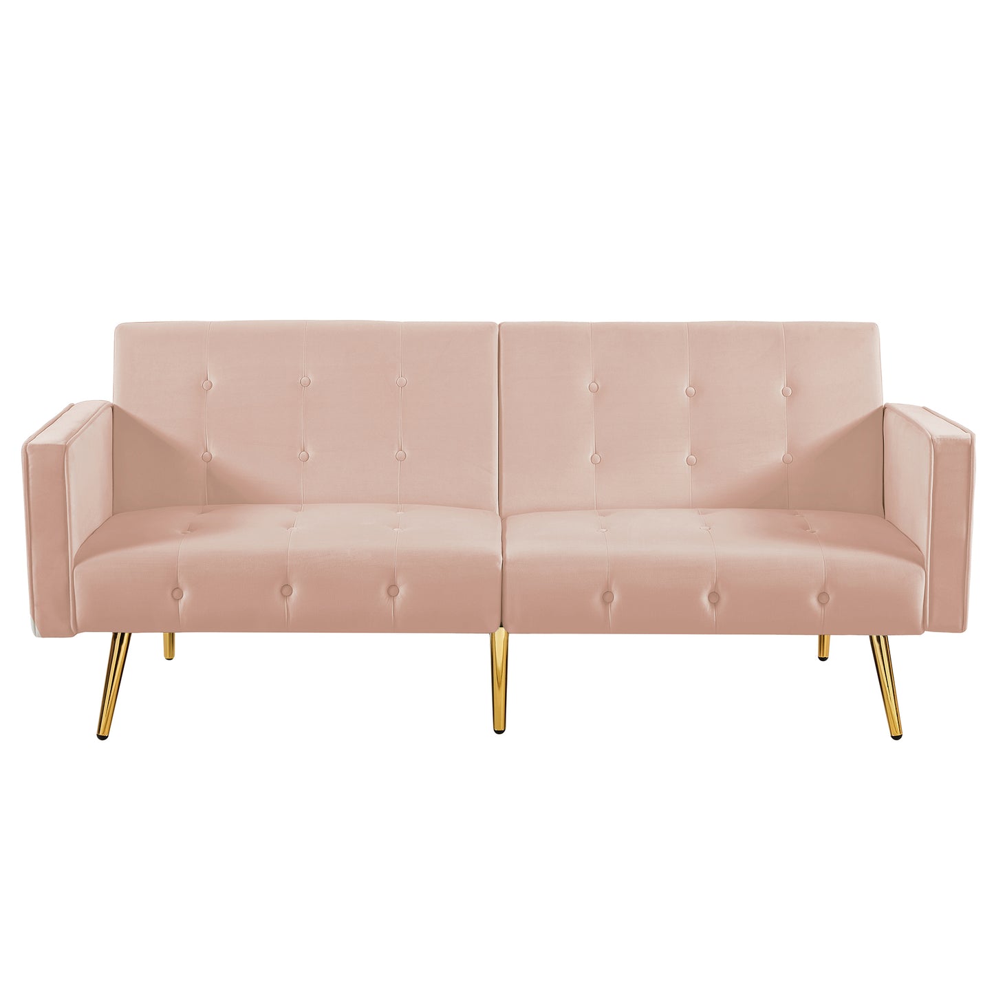 Velvet button tufted sofa bed with armrest