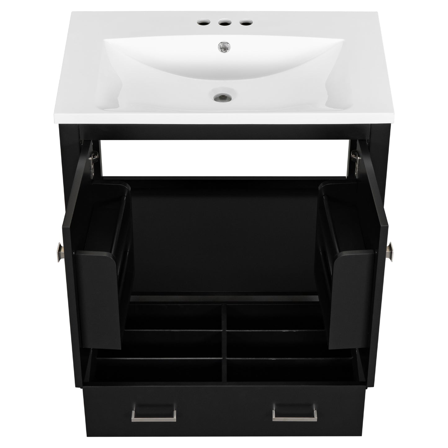 30" Black Bathroom Vanity with Single Sink, Combo Cabinet Undermount Sink, Bathroom Storage Cabinet with 2 Doors and a Drawer, Soft Closing, Multifunctional Storage, Solid Wood Frame