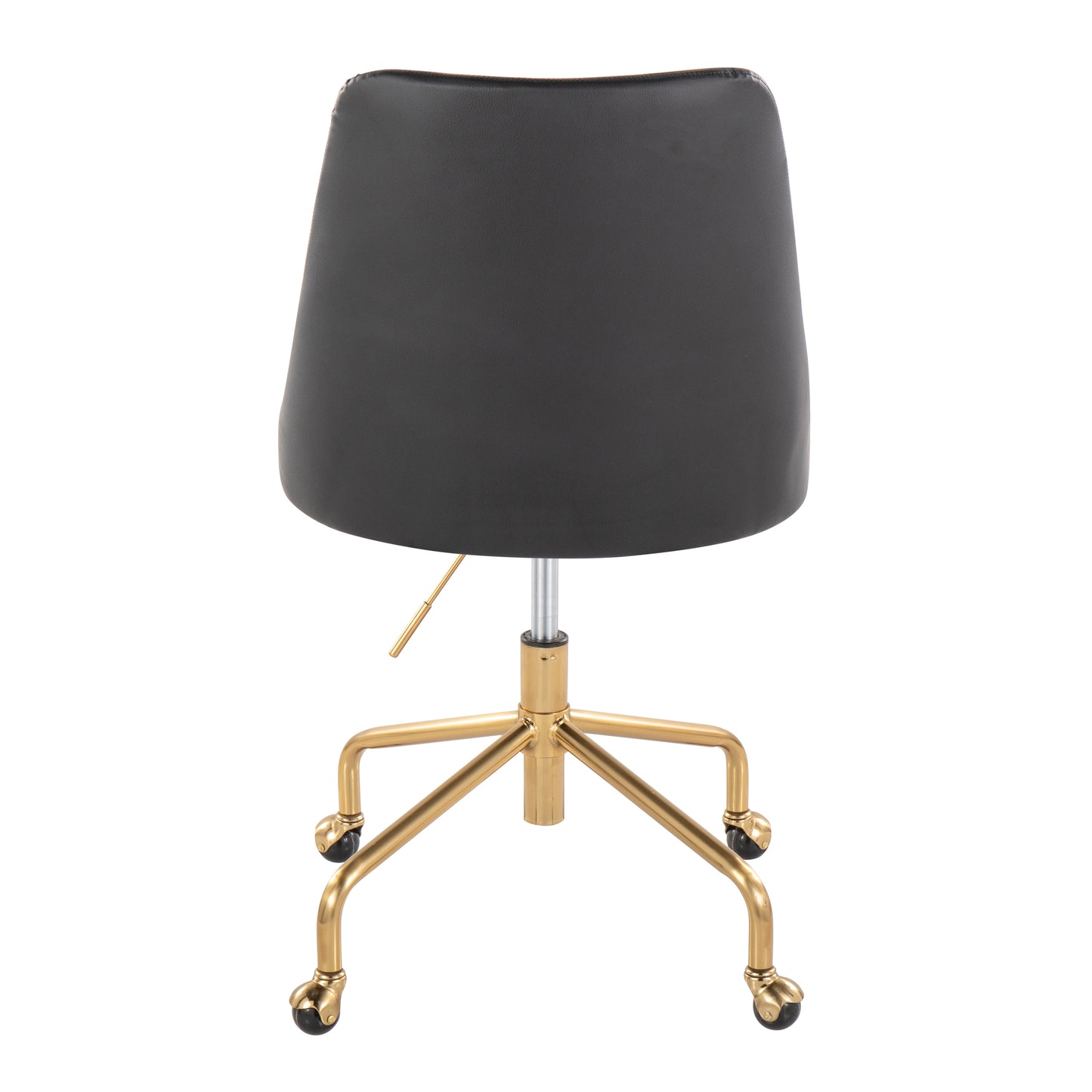 Marche Contemporary Adjustable Office Chair with Casters in Gold Metal and Black Faux Leather by LumiSource