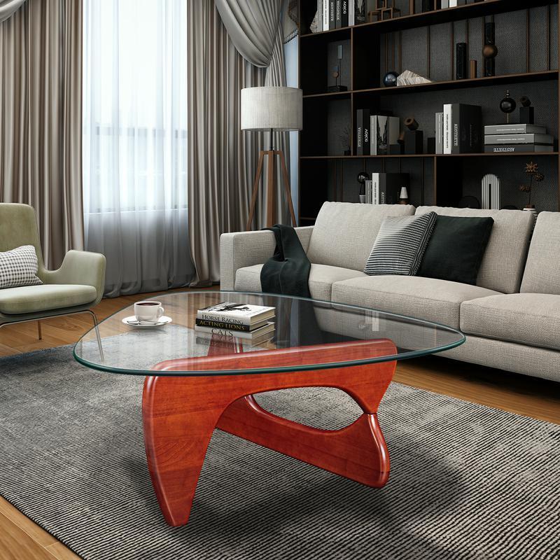 Sleek Cherry Finish Solid Wood Coffee Table