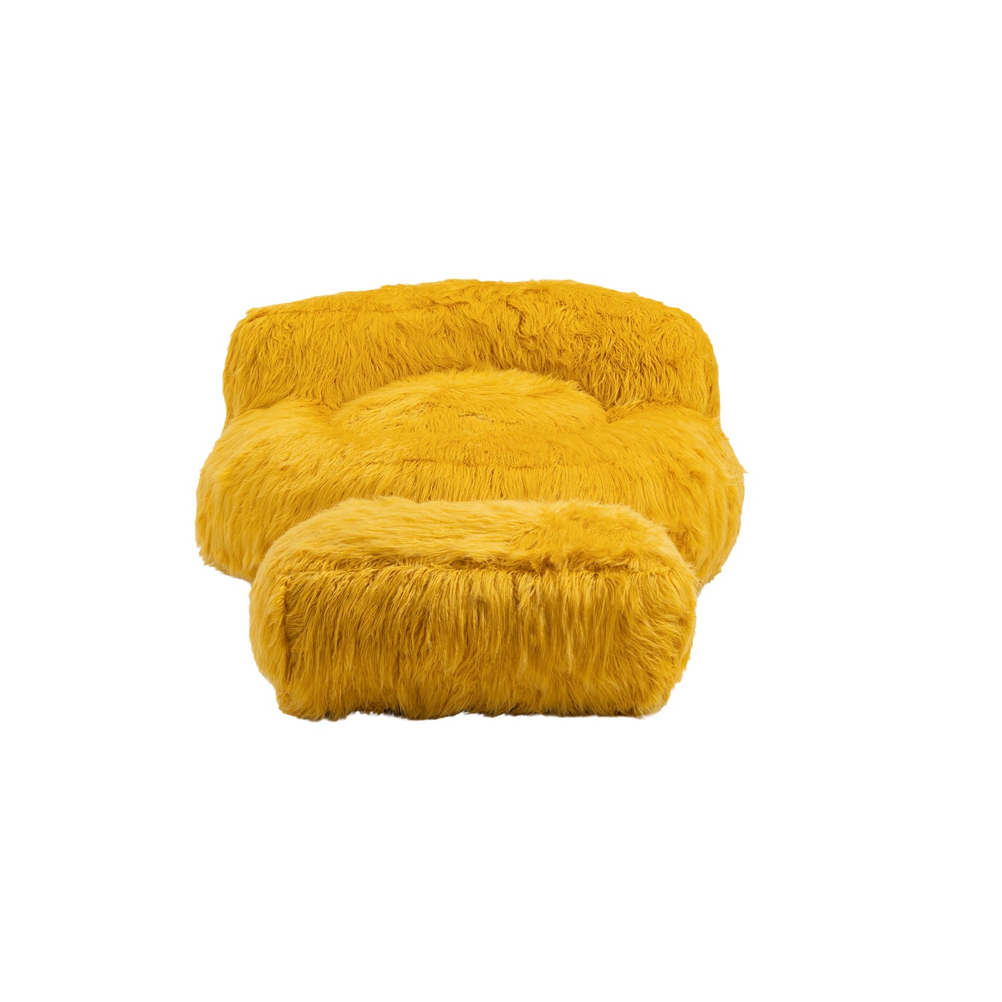 Bean Bag Chair with Faux Fur Lazy Sofa and Footstool for Comfortable Indoor and Outdoor Use