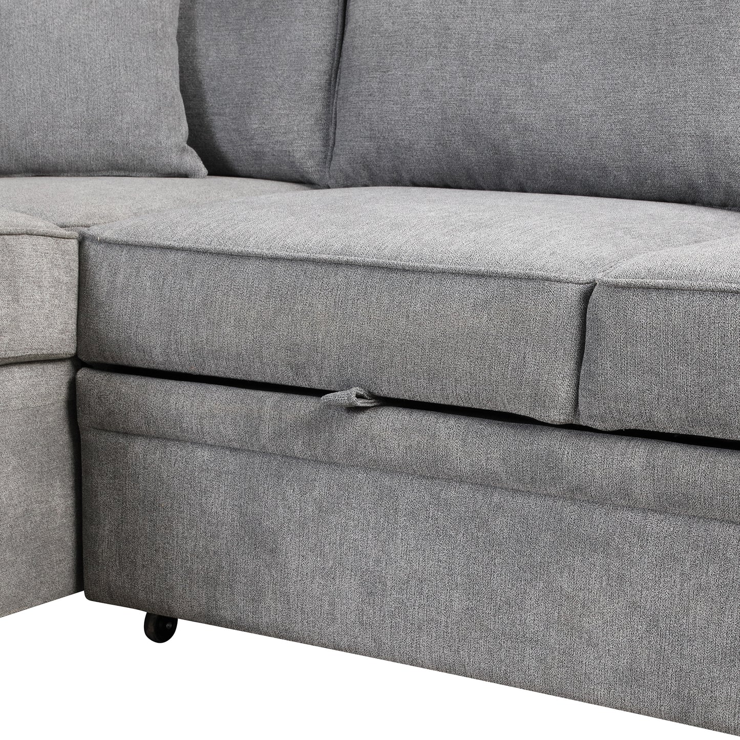 87.4 Gray L-Shaped Sleeper Sofa Bed with Ottoman Storage