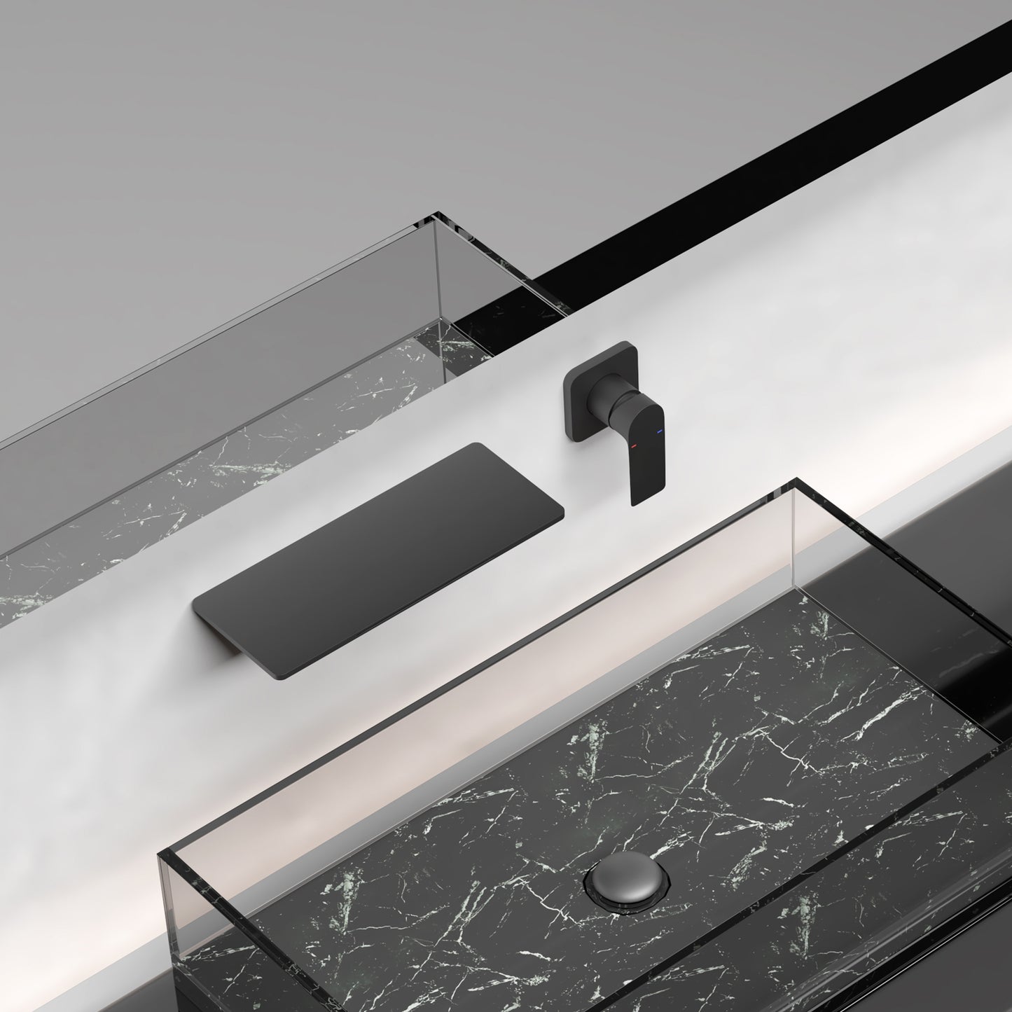 Modern Matte Black Waterfall Bathroom Faucet