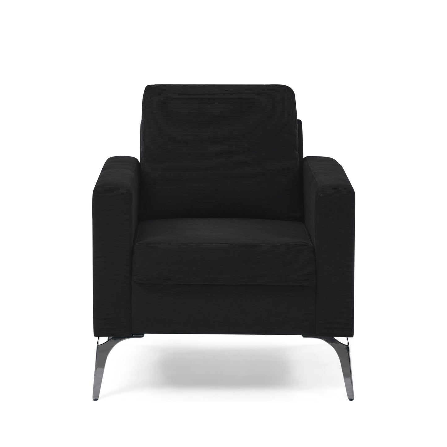 Sofa Chair,with Square Arms and Tight Back  ,Corduroy Black