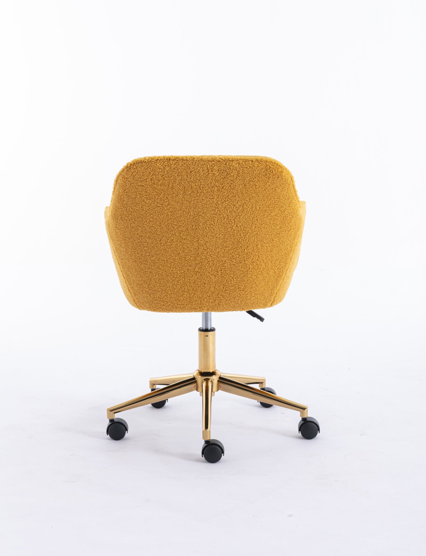 Modern Teddy Fabric Material Adjustable Height 360 Revolving Home Office Chair With Gold Metal Legs And Universal Wheel For Indoor,Yellow