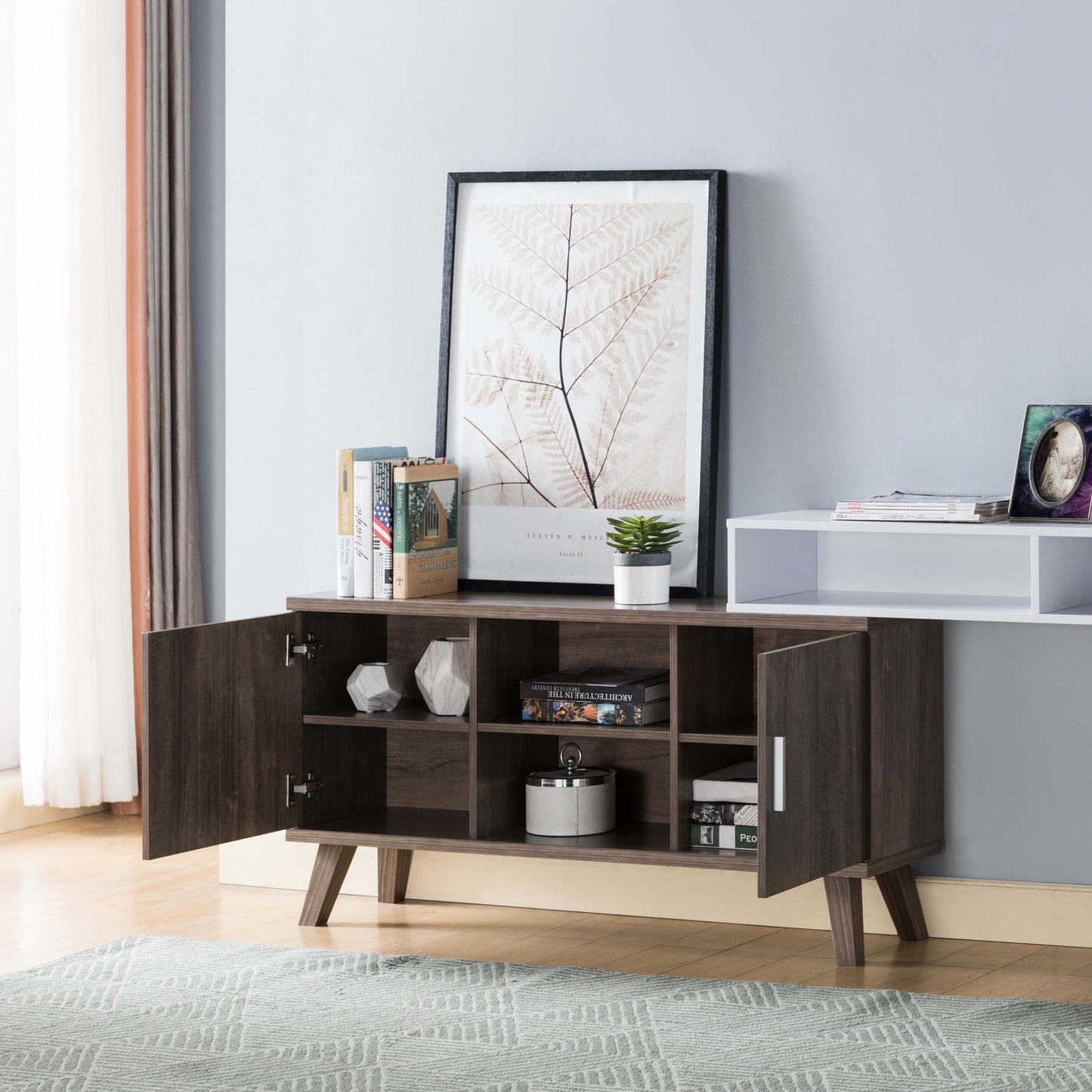 Hazelnut & White Abstract Hallway Console