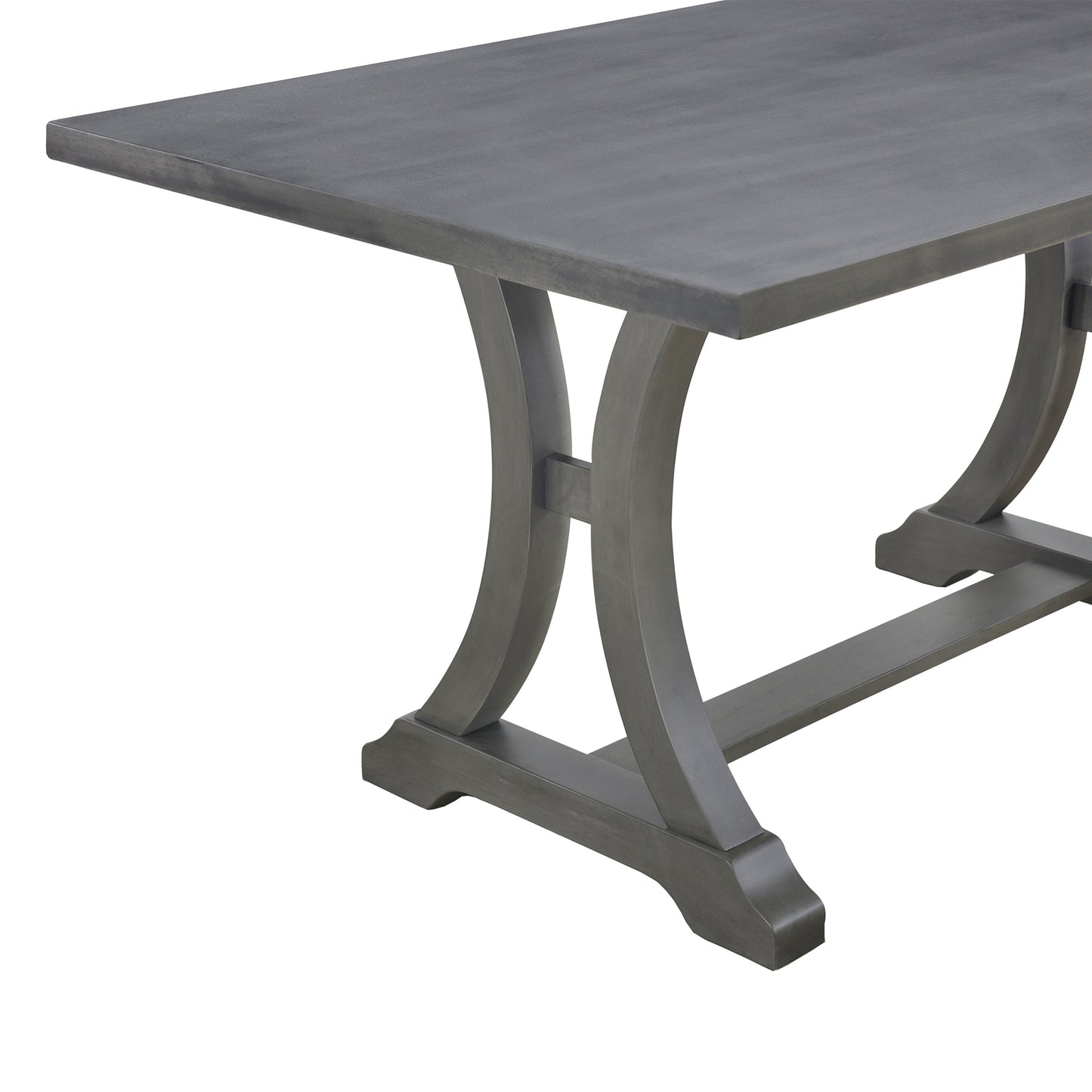 TREXM 6-Piece Farmhouse Dining Table Set, Rectangular Trestle Table and 4 Upholstered Chairs & Bench for Dining Room (Antique Gray)