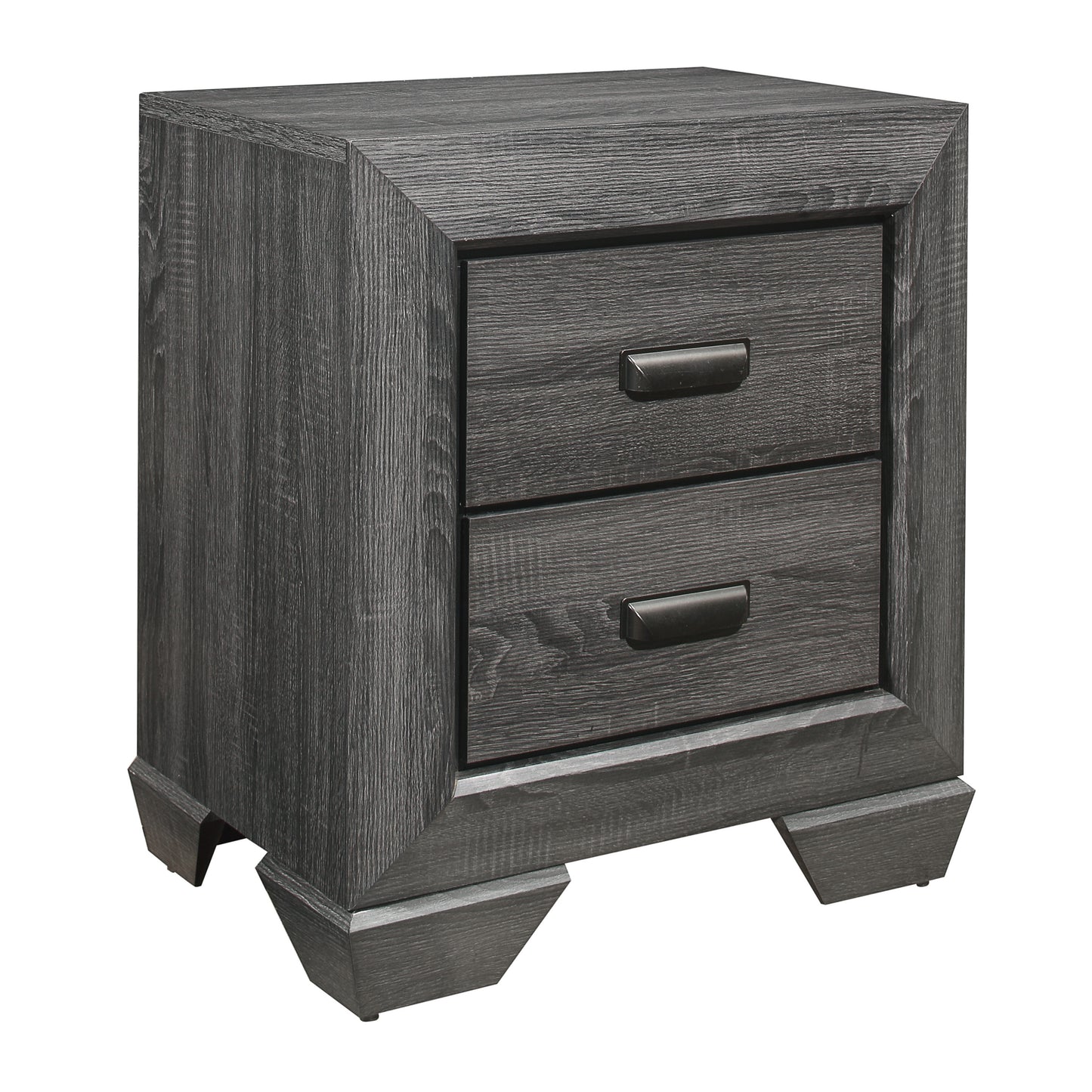 Gray Finish 1pc Nightstand of 2x Drawers Wooden Bedroom Furniture Contemporary Design Rustic Aesthetic