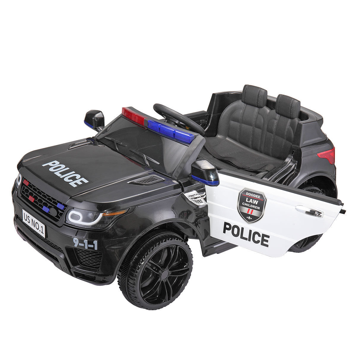 12V Ride on Police Car for Kids with Parental Remote Control, Battery Powered Electric Truck