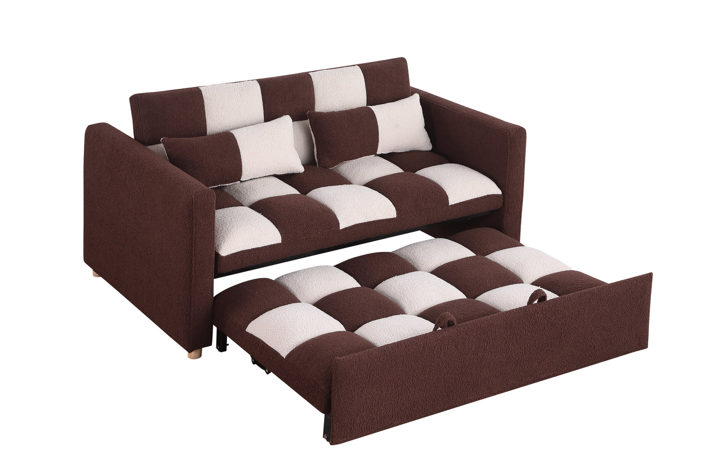 3 in 1 Convertible Sleeper Sofa Bed with Adjustable Backrest and Pillows